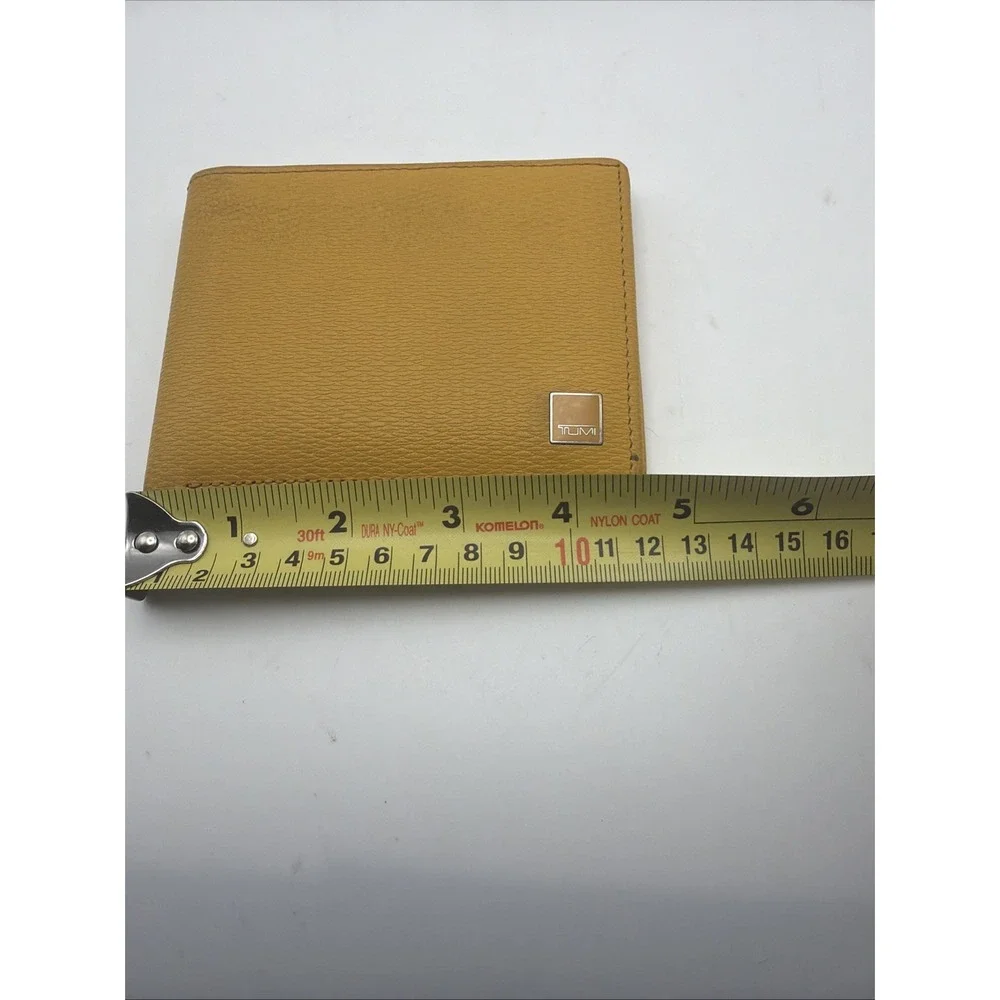 TUMI Yellow Bifold Wallet ID Window Card Holder Slim Men